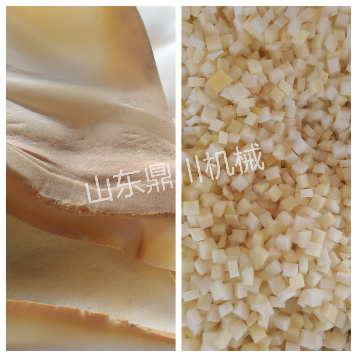 海绵片材废料切粒效果