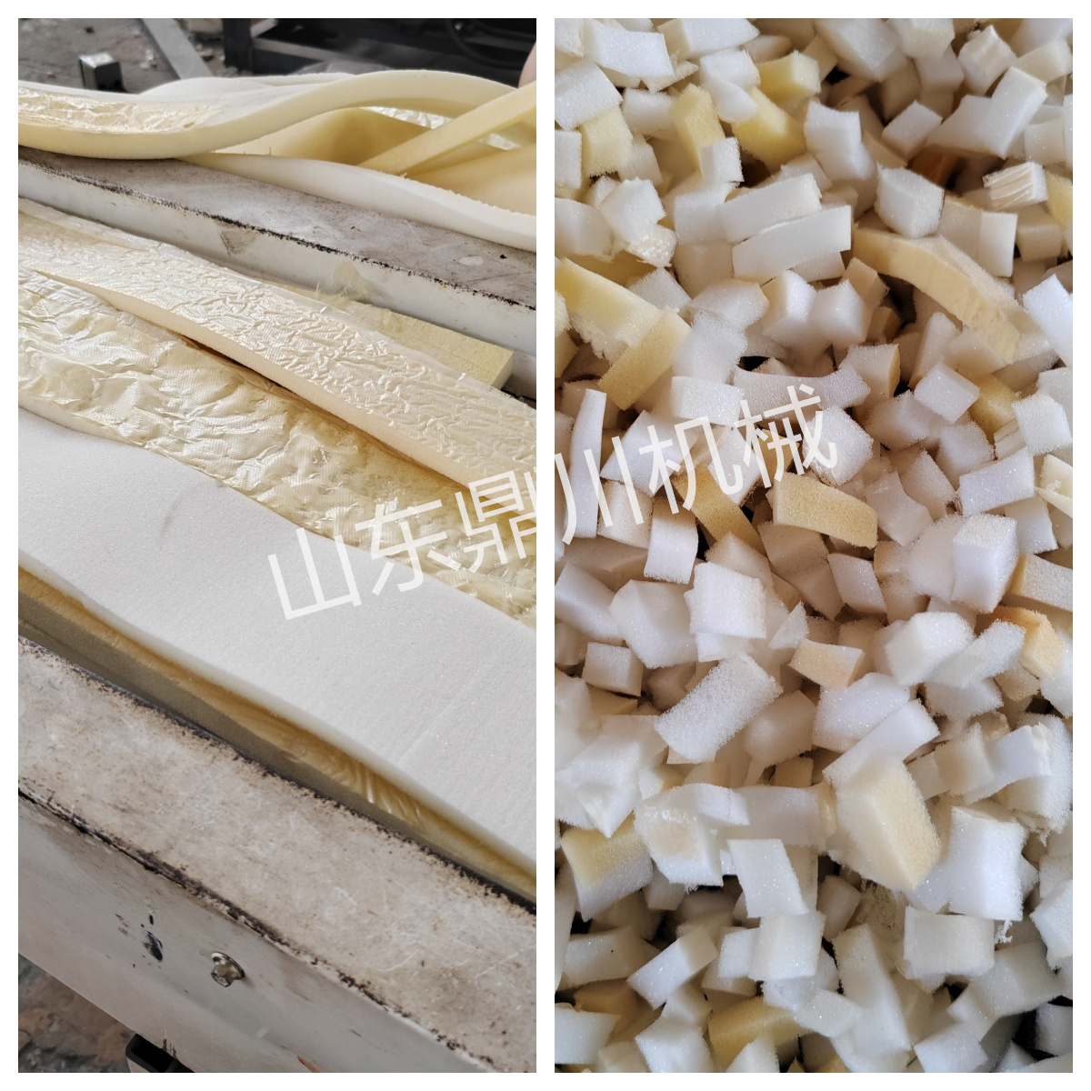 海绵块切粒效果