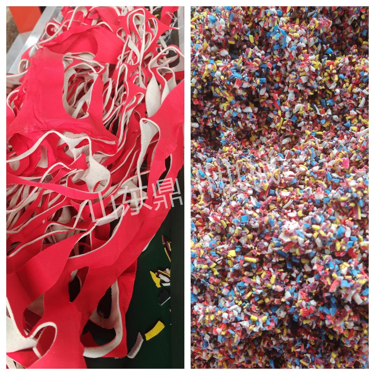 带布海绵边角料粉碎效果